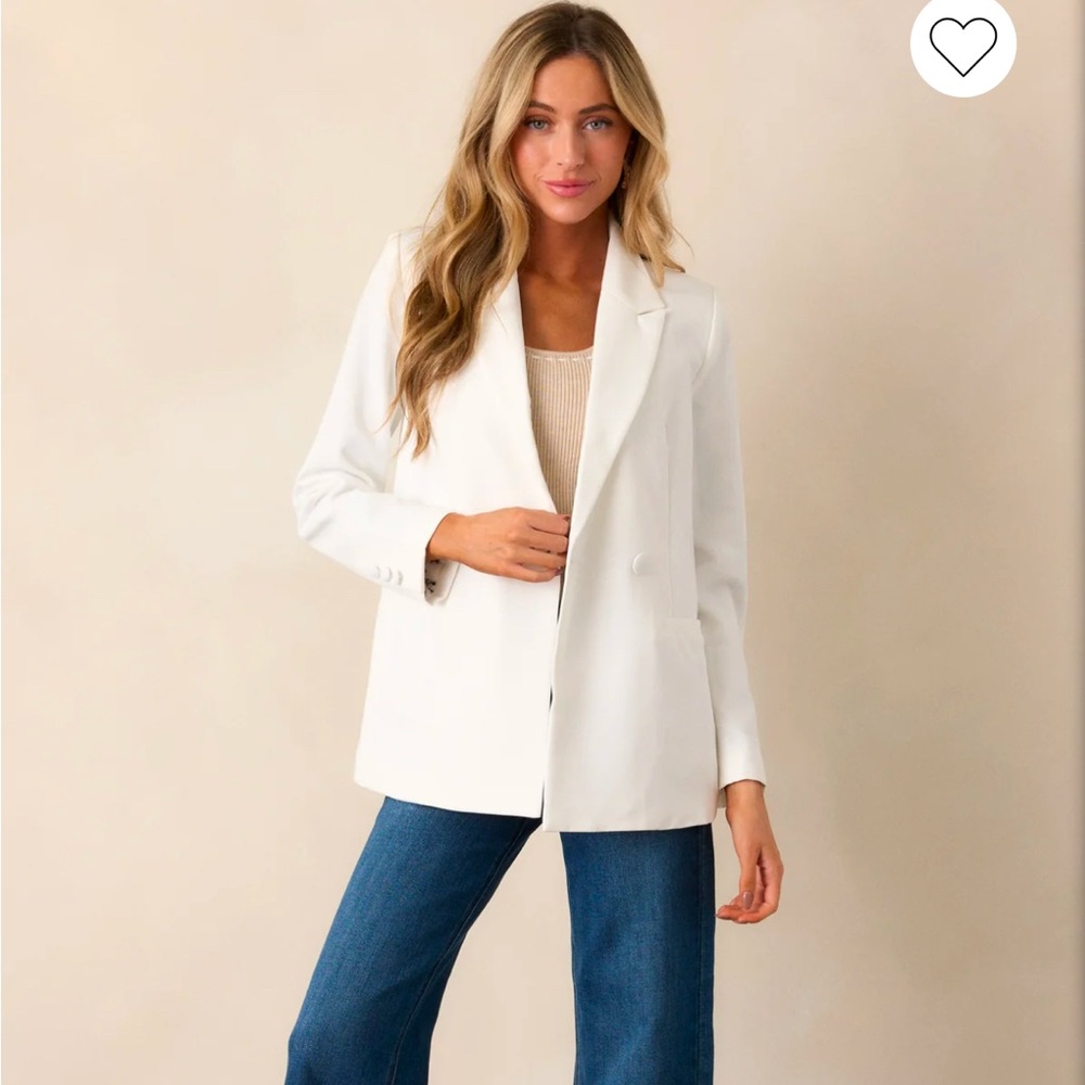 NWT Red Dress Down to Business White Blazer